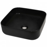 Cumpara ieftin Chiuveta de baie din ceramica, patrata, negru, 38x38x13,5 cm