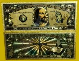ISUS HRISTOS - SUA - 1.000.000 DOLARI - BANCNOTA SUVENIR / DECORATIVA CU TEMATICA RELIGIOASA - DIN POLIMER (PLASTIC) PLACATA CU AUR DE 24K
