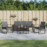 Cumpara ieftin Set mobilier de grădină cu perne, 5 piese, gri &icirc;nchis, PP ratan