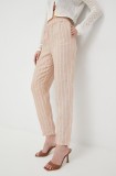 Armani Exchange pantaloni din in culoarea bej