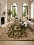 Covor Lotos 15002-310, Marime 50 x 80 cm, Verde, Crem, Inaltime Fir 8 mm, Antialergic, Polipropilena, Living, Dormitor, Sufragerie, Birou