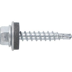 Set 200 Suruburi cu Cap Hexagonal si Saiba, Zincat, cu Varf Redus, 4.8x55 mm, Surub Varf Redus, Surub, Surub Autoforant foto