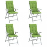 Set 4 Perne Scaun Spatar Inalt VidaXL, 120x50x4cm, Textil Melanj Verde, Umplutura Spuma, Fixare cu Snur