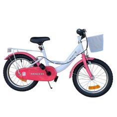 Bicicleta copii, roti 16 inch, cos frontal, portbagaj, frane V-Brake, cric, alb roz foto