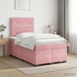 Cumpara ieftin Pat boxspring cu saltea Roz 120 x 190 cm Catifea