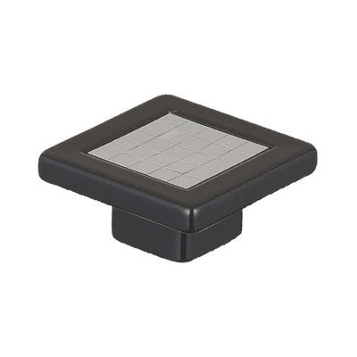 Buton pentru mobila patrat, cu model, X2-82, negru + crom foto