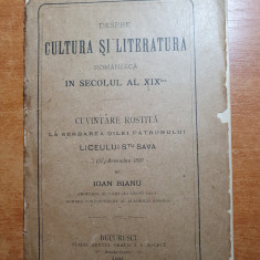 cultura si literatura romaneasca in secolul al 19-lea - liceul sfantul sava 1891