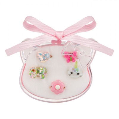 Set Inele Copii, 5 Bucăți, Multicolor, Cutie Capac Pisică, Model Inimă Fluture Unicorn Floare foto