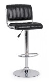 Cumpara ieftin Scaun de bar cu spatar picior crom si sezut piele ecologica neagra Barclay 46 cm x 51.5 cm x 88.5/109.5 h x 63/84 h1