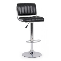 Scaun de bar cu spatar picior crom si sezut piele ecologica neagra Barclay 46 cm x 51.5 cm x 88.5/109.5 h x 63/84 h1