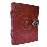 Agenda Jurnal din piele naturala cu pagini tip pergament si inchidere metalica - Brown