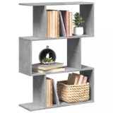 vidaXL Bibliotecă/separator 3 niveluri gri beton 70x24x97 cm lemn