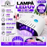 Lampa profesionala unghii LED/UV S10-GF, Global Fashion, 48W, timer