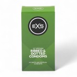 Prezervative EXS Ribbed &amp; Dotted Condoms, texturate, subțiri și rezistente, diametru 56 mm, 12 bucăți