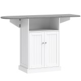 HOMCOM Masă de călcat cu suprafață pliabilă și dulap pentru depozitare, 131x37x88.5 cm, alb | Aosom Romania