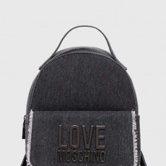 Love Moschino rucsac din bumbac culoarea gri, mic, cu imprimeu