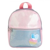 Rucsac Copii, Model Holografic, Glitter, Roz Argintiu, Dimensiuni 20x7x23 cm, Oem