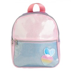 Rucsac Copii, Model Holografic, Glitter, Roz Argintiu, Dimensiuni 20x7x23 cm
