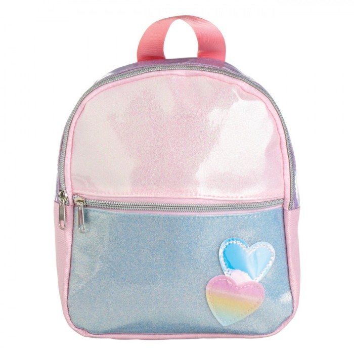 Rucsac Copii, Model Holografic, Glitter, Roz Argintiu, Dimensiuni 20x7x23 cm