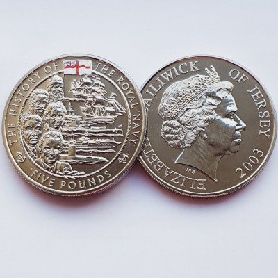 3284 Jersey 5 Pounds 2003 Elizabeth II (Royal Navy) km 144 aunc-UNC foto