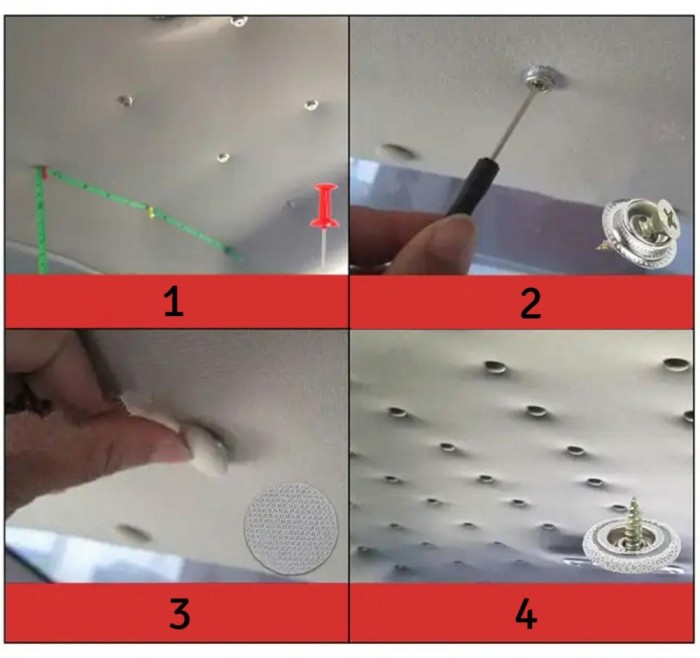 Kit pentru reparatia plafonului auto, Zola, 60 de nituri de reparatie, din metal si plastic, lungime surub 13 mm, argintiu
