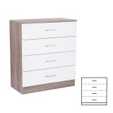 Comoda Miami 4 sertare, 80x40x92 cm, PAL Stejar York/Alb, Living, Dormitor, Hol