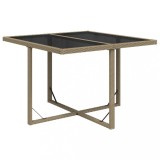 Cumpara ieftin Masa de gradina, bej, 109x107x74 cm, poliratan si sticla