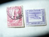 2 Timbre Somalia Italiana 1932 val. 7 1/2 nestamp. sarniera si val.20 stamp.