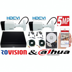 Kit supraveghere 2 camere Rovision 5MP HDCVI , DVR 4 canale, accesorii incluse si HDD foto
