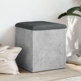 Bancă Depozitare vidaXL Gri Beton 42x42x45cm Lemn Prelucrat cu Pernă Gri &Icirc;nchis - Multifuncțională Hol/Sufragerie