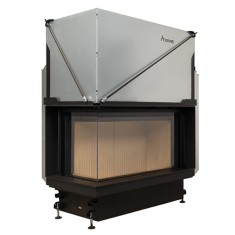 Focar de șemineu - Quattro 90 L Premium Edition &ndash; Colț panoramic st&acirc;nga, 2 suprafețe vitrate, 14.8 KW, randament >80%