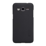 Husa samsung galaxy j2 2015 nillkin frosted shield negru + folie de protectie, Flippy