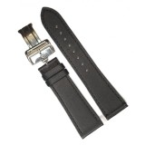 Curea de Ceas din Piele Neagră &ndash; 22 mm &ndash; Lungime M &ndash; Sistem Deployant &ndash;