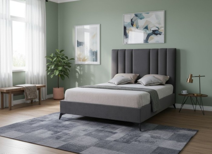 Pat Deja Vu 180x200 cm Tapitat Catifea Gri Somiera Inclusa (cod ML 2005-04)