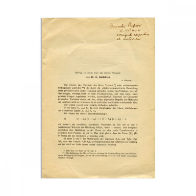 Dan Barbilian, Extract din buletin de matematică și fizică, 1932, cu autograf foto
