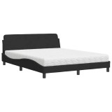 Cumpara ieftin Pat cu saltea, Dover, negru, 160x200 cm, catifea