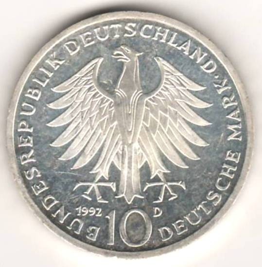 SV * Germania 10 MARK 1992 D * ARGINT