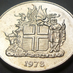Moneda 10 KRONUR / COROANE - ISLANDA, anul 1978 *cod 618 = UNC