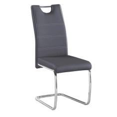 Scaun piele ecologica gri inchis Abira 43x44x96 cm