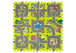 Covoraș tip puzzle, 9 piese, spumă EVA, multicolor, 90x90 cm foto