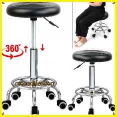 Scaun Salon Negru, Cosmetica, Coafor, Frizerie,Pedichiura Taburet Hidraulic foto