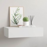 vidaXL Raft Perete cu Sertar Alb 40x23.5x10 cm MDF, Polita Suspendata, Montare Usoara, Design Modern
