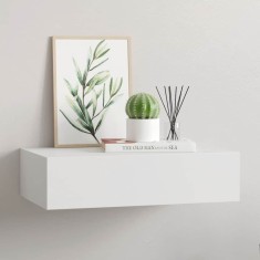 vidaXL Raft de perete cu sertar, alb, 40x23,5x10 cm, MDF