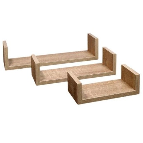 Set 3 etajere Mark.B7 suspendate U, Stejar Sonoma