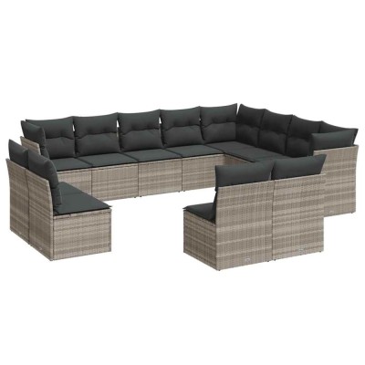 Set canapele de gradina cu perne, 12piese gri deschis poliratan foto