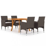 Cumpara ieftin Set mobilier de grădină, 5 piese, maro