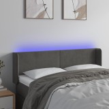 vidaXL Tăblie de pat cu LED, gri &icirc;nchis, 147x16x78/88 cm, catifea 3123005