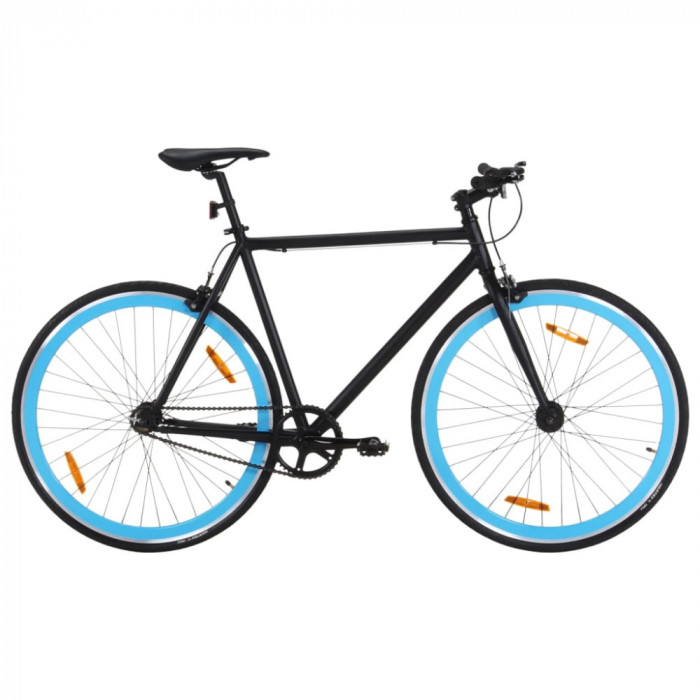 Bicicleta cu angrenaj fix, negru si albastru, 700c, 55 cm