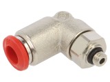 Racord push-in &icirc;n unghi M5 - 20bar, alamă nichelată, 6mm