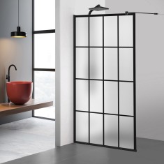 Paravan dus walk-in Aqua Roy Black, model Rank negru, sticla 8 mm mata, securizata, anticalcar, 70x195 cm